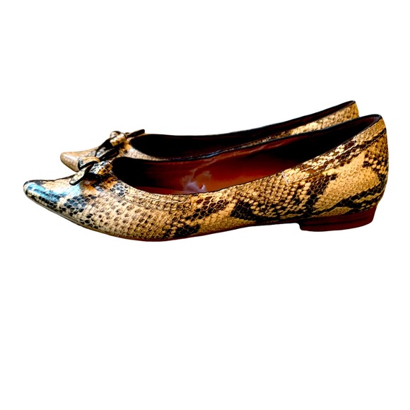 Cole Haan Alice Bow Flats w Snake Skin Print, Grommets, & Pointed Toes s… - Picture 3 of 12